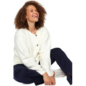 Trendyol FeMan Relaxed fit Basic Crew Neck Knitwear Plus Size Cardigan, Ecru, 2XL, Ecru, XXL grote maten