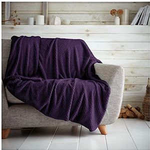 GC GAVENO CAVAILIA Premium Popcorn Honingkam Slaapbank Deken, Gemakkelijk te Onderhoud Super Zacht & Warm Pluizige Settee Wafel Gooien, Paars, 150X200