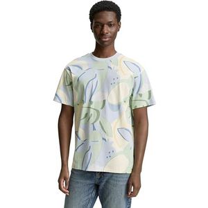 TOM TAILOR Denim T-shirt voor heren, 38022 - Kleurrijke Big Tropical Print, XXL