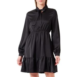 usha BLACK LABEL Dames midi-jurk met volant 17529119, zwart, S, zwart, S