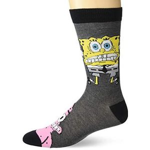 Nickelodeon Spongebob Squarepants Single Crew Casual Sokken voor heren, dark grey, Fits Sock Size 10-13; Fits Shoe Size 6.5-12.5