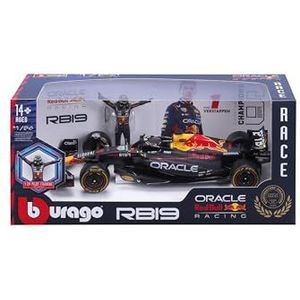 BBURAGO - Red Bull Racing RB19 Max Verstappen #1 2023 - Realistisch 1:24 Schaalmodel Auto en Max Verstappen Karakter, Officiële Red Bull Licentie, Aanbevolen Leeftijd 14+ Jaar
