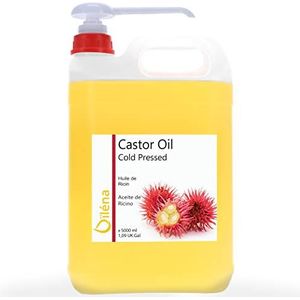 Ricinusolie 100% zuiver, koudgeperst, baardverzorging, baardgroei, collageenproductie, huidverzorging, haargroei, roosbestrijding, veganistisch, 5000 ml