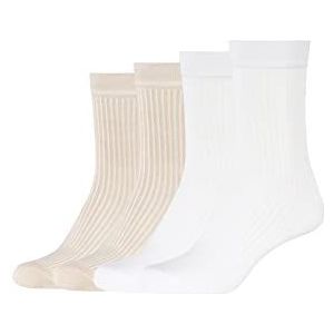Camano Dames Online Women Silky Feeling Rib Socks 4p, Wit, 39-42
