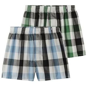 s.Oliver Brede boxershorts, set van 2, blauw + groen geruit, Blauw geruit + groen geruit, M