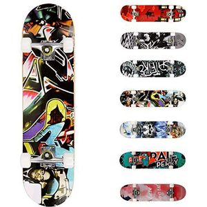 WeSkate Skateboard voor kinderen, complete cruiser skateboard voor beginners, jongeren en volwassenen, 7-laags Canadese esdoorn Double Kick Deck Concave met ABEC-7 kogellagers, belasting 100 kg