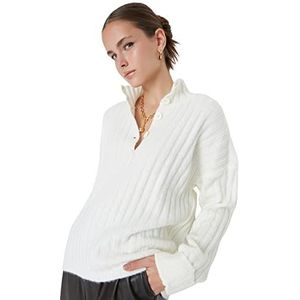 Pullover - Ecru - 80% Acryl, 20% Polyester - Overhemdkraag, Lange Mouwen