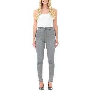 M17 Vrouwen Dames Hoge Taille Denim Jeans Skinny Fit Casual Katoenen Broek Met Zakken, Grijs, 46 NL