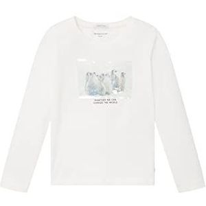 TOM TAILOR Meisjes Kindershirt met lange mouwen en print 1033939, 10315 - Whisper White, 92-98