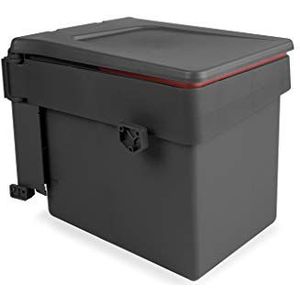 Emuca 8935423 Ingebouwde afvalbak voor kast met automatisch deksel, antraciet grijs, 15 liter