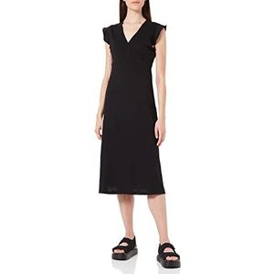 ONLY Onlmay Life S/L Wrap Midi Dress JRS midi-jurk voor dames, zwart, 3XL