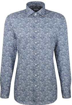 Seidensticker - Businessoverhemd - Donkerblauw - Regular 1/1 Kentkraag - Paisley