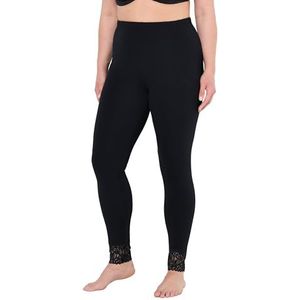 Ulla Popken Dames grote maten grote maten plus size leggings, kanten band, zwart, 32W / 32L