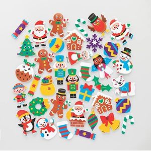 Baker Ross FE765 Kerstmis foam stickers - Pak van 200, Kinder stickers, Ideaal voor Kinder Knutselprojecten, Geweldig voor Kaarten maken en het versieren van plakboeken,assorted