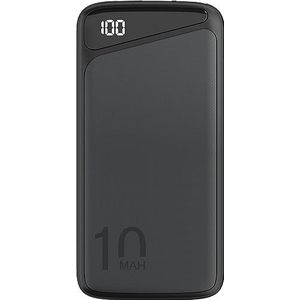 goobay Slimline 53935 Powerbank, 10.000 mAh, externe accu, powerbank voor smartphone en tablet, oplader, powerpack met 2 USB-A-poorten, compatibel met iPhone, iPad en Android, zwart, compact