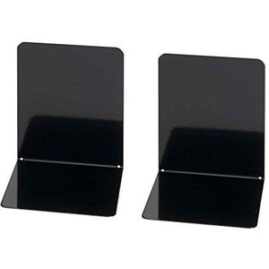 Wedo 1021101 boekensteun (van metaal, brede uitvoering, 14 x 12 x 14 cm) 2 stuks, zwart