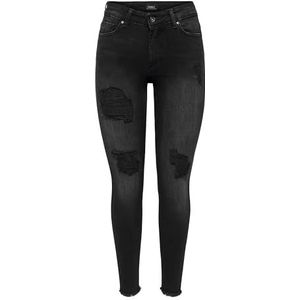 ONLY OnlBlush Mid Raw Enkeldest Skinny Fit Jeans voor dames, Washed Black, (L) W x 30L