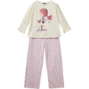 United Colors of Benetton Pyjamaset voor meisjes en jongens, Wit, L