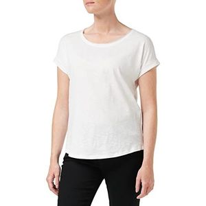 Build Your Brand Dames T-shirt Dames Long Slub Tee, korte mouwen bovendeel voor vrouwen met verlengd rugdeel in zwart of wit, maten XS - 5XL, wit, S
