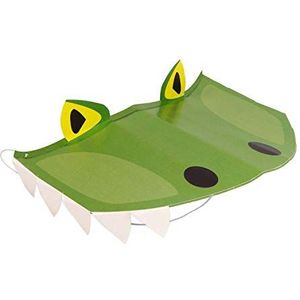 Amscan 9903980 - partymuts vrolijke dinosaurus, 8 stuks, afmeting 11,2 x 13,7 cm, met elastiek, groen, papieren hoed, pet, dino, Happy Dinosaur, verjaardag, carnaval, themafeest