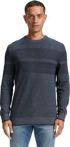 Tom Tailor - Gebreide Trui - Navy Teal Grey Multi Color - Streep-look