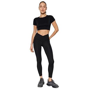 Trendyol Dames hoge taille skinny fit volledige grootte sport legging, zwart, XL, Zwart, XL