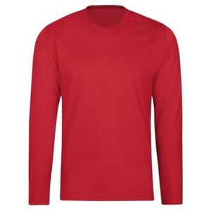 Trigema Herenshirt met lange mouwen van 100% katoen, rood (kersen), M