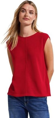 Street One Dames Top met gebreide look in Rood, in size: 34