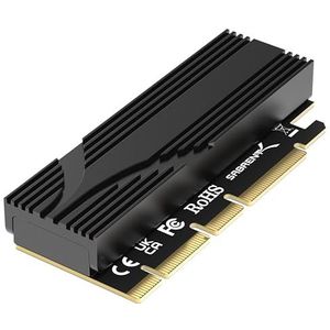 SABRENT M.2 NVMe SSD naar PCIe x16 gereedschapsvrije add-in kaart (AIC) met aluminium koellichaam, M.2 PCIe-adapter voor Gen5 SSD's PCIe 5.0, achterwaarts compatibel met eerdere PCIe-generaties