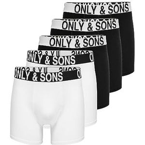 ONLY & SONS ONSFITZ WB Bold Logo Boxershorts voor heren, verpakking van 5 stuks, XS - XXL, Zwart/Detail: 3 Zwart 2 Wit, XL