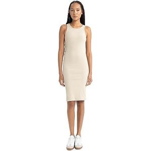 DeFacto Damesjurken zomer - bodycon jurk dames, stijlvol en elegant - zomerjurk voor dames, vrouwelijke en comfortabele jurk, stone, S