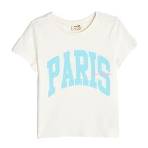 Koton T-shirt met ronde hals en korte mouwen voor meisjes, ecru(010), 11-12 Jaar