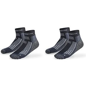 Black Crevice Merino wandelsokken voor dames en heren, trekkingsokken in verschillende kleuren en maten, wandelsokken met versterkte tenen en hiel, geurremmend en ademend, 2 paar, kort, zwart/wit, 39-42 EU