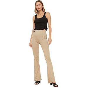 Trendyol Mink Flare gebreide broek voor dames, Nerts, S