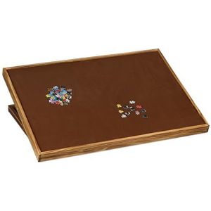 Relaxdays puzzeltafel, verstelbaar puzzelbord voor 1000 & 1500 stukjes, schuine puzzelplaat, hout, dubbelzijdig, bruin