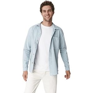 Trendyol Heren Overhemd Kraag Plain Regular Jacket Jas, Mint, L, Munt, L