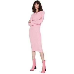 Trendyol Dames Midi Bodycone getailleerde gebreide jurken, roze, M