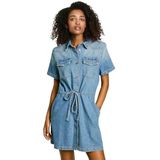 Pepe Jeans - PL953727 Cecilia - Jurk - Blauw - Katoen - Denim - Korte Mouwen - Duurzaam