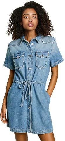 Pepe Jeans - PL953727 Cecilia - Jurk - Blauw - Katoen - Denim - Korte Mouwen - Duurzaam