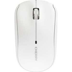 CHERRY MW 2200, Draadloze Laptopmuis, 2,4 GHz Radio, Ambidexter, 1300 dpi, Verchroomd Scrollwiel, incl. Draagtas, Werkt op Batterijen, Wit
