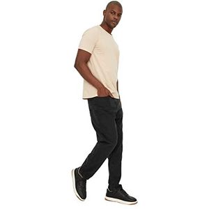 Trendyol Heren zwarte mannelijke relax fit jeans, Zwart, 42