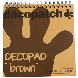 Décopatch - Ref BLOC06O - Decopad - Bruin papier - 15cm x 15cm, 48 vellen, 12 patronen, Kleinere schaal Décopatch vellen, Geschikt voor Mach, Hout, Metaal, Kunststof & Meer