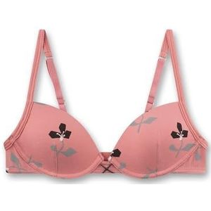 Meisjes-cup-beha roze | Comfortabele en aangename zachte cup-beha zonder beugel voor meisjes van katoenmix. Ondergoed met verstelbare bandjes en bloemen-allover | meisjesbeha, roze, 65AA