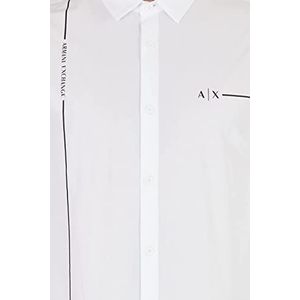 Armani Exchange Heren Sustainable, Front Logo Line Detail, Knoopsluiting Shirt, Wit, Extra Large, wit, XXL