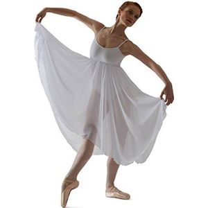 Capezio Camisole Empire-jurk, danskostuum, elegante danskostuums met turnpakje en vloeiende Georgette-rok, mouwloze lyrische jurk voor vrouwen, ideaal voor lyrische en balletdans