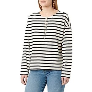 Mavi Dames TOP T-Shirt, Zwart Gestreept, S