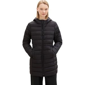 TOM TAILOR Denim Lichtgewicht gewatteerde damesjas met capuchon, 14482 - Deep Black, XS