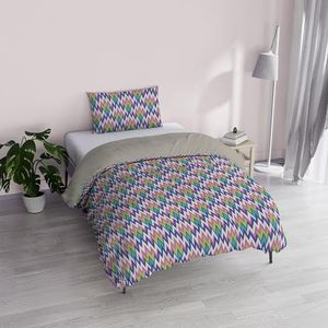 Italian Bed Linen ""Fantasy"" dekbedovertrek, bedrukt microvezel, zigzag, enkel