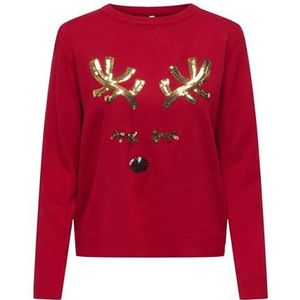 Only - ONLXMAS SHINE LS ONECK - Kersttrui - Salsa - Lange Mouwen