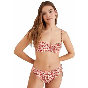 women'secret Bikini-top voor dames met beugels, met bloemenpatroon, rode print, 100B